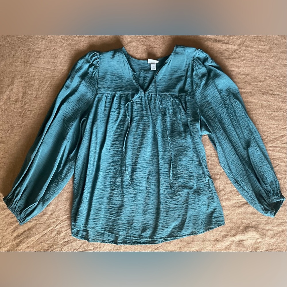 A New Day, long sleeve blouse, size: medium, color: teal